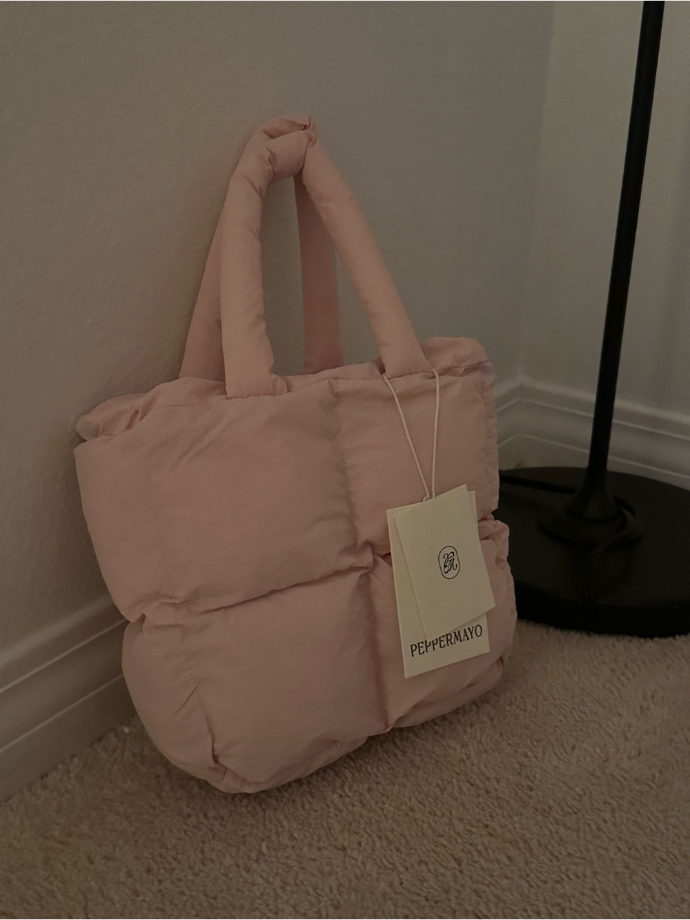 🩷🎀☁️ Peppermayo Quilted Plush Tote in Pale Pink